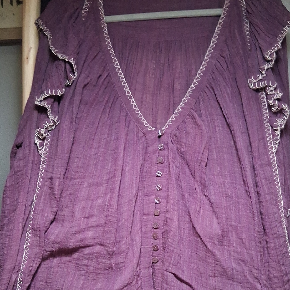 Free People Lavender Button-Down Blouse